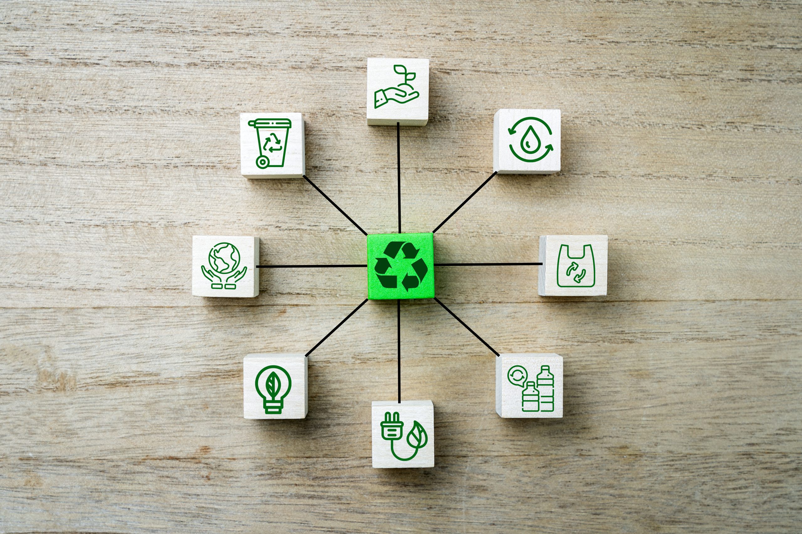 recylcing icons symbolising sustainability in the manufacturing sector